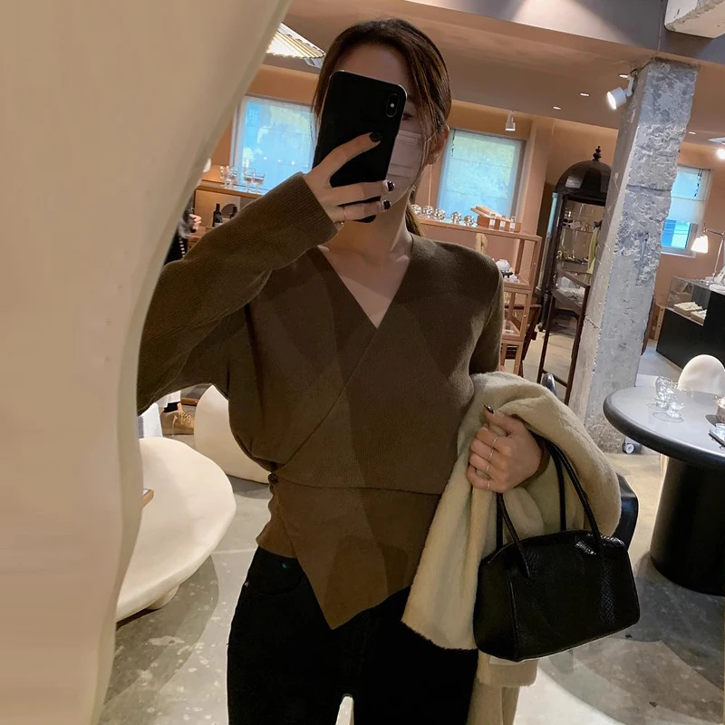 Chic Long Sve V-Ne Cross Design Knitted Sweater Women's Faionable Autumn Sle ex Regular Fit Korean Sle Office ...
Chic Long Sve V-Ne Cross Design Knitted Sweater Women's Faionable Autumn Sle ex Regular Fit Korean Sle Office ...