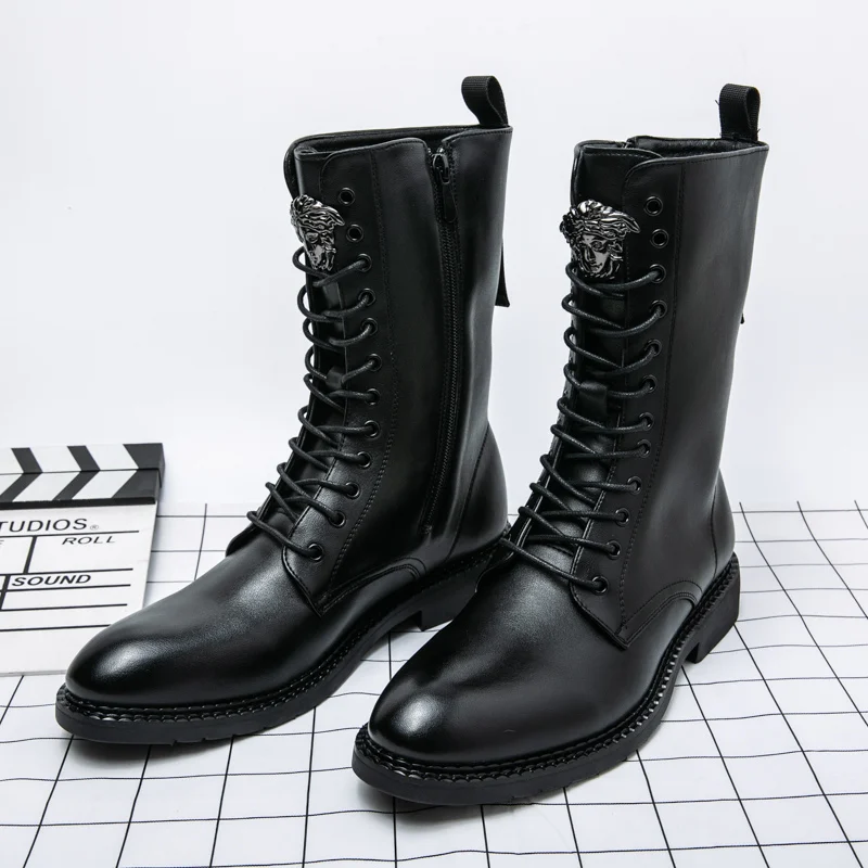 New Fashion Black Ankle Boots Men High-top Chelsea Boots High Quality Luxury Motorcycle Boots Men Leather Boots bota masculina
New Fashion Black Ankle Boots Men High-top Chelsea Boots High Quality Luxury Motorcycle Boots Men Leather Boots bota masculina