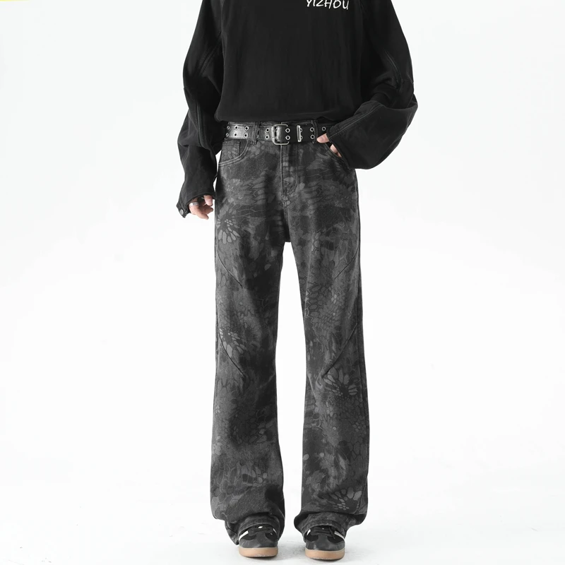 Camouflage Snake Pattern Jacquard Baggy Flared Jeans Men High Street Casual Cargo Denim Pants Cotton Streetwear Y2k American
Camouflage Snake Pattern Jacquard Baggy Flared Jeans Men High Street Casual Cargo Denim Pants Cotton Streetwear Y2k American