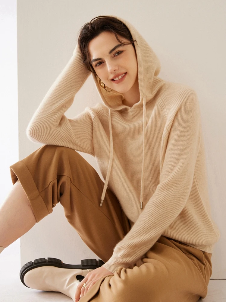 ADDONEE Women 100% Cashmere Sweater Hooded Pullover Raglan Sleeve Casual Loose Style Autumn Winter Cashmere Knitwear Korean Tops
ADDONEE Women 100% Cashmere Sweater Hooded Pullover Raglan Sleeve Casual Loose Style Autumn Winter Cashmere Knitwear Korean Tops