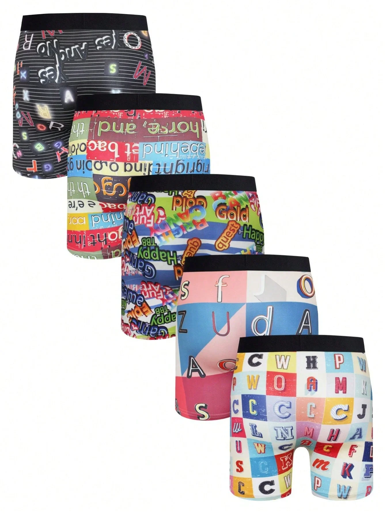 5 Pcs Mens Letter Print Boxer Briefs
5 Pcs Mens Letter Print Boxer Briefs