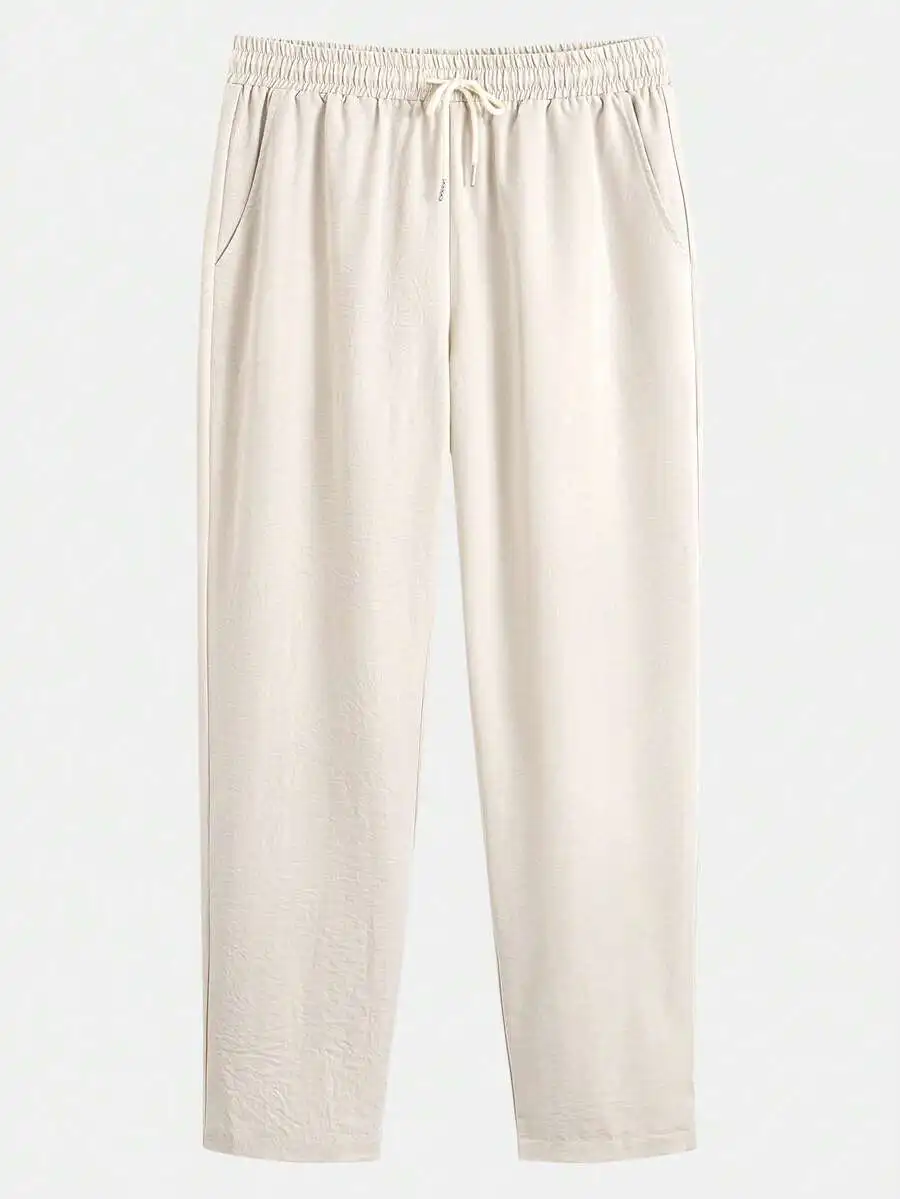 Mens Casual Solid Color Drawstring Waist Pants Two Piece Set
Mens Casual Solid Color Drawstring Waist Pants Two Piece Set