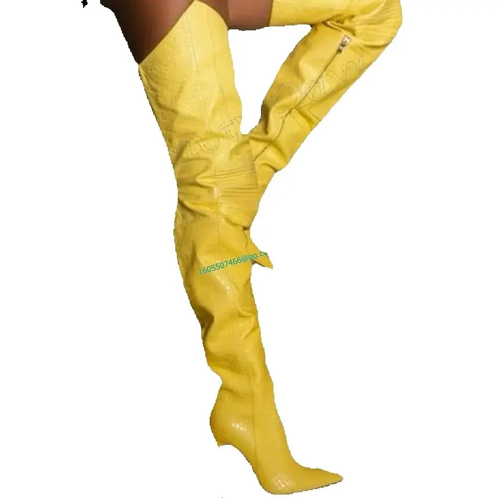 Yellow Solid Long Zipper Boots Thigh High Spike Heel Pointed Toe High Shoes for Women High Heels Shoes Zapatos Para Mujere
Yellow Solid Long Zipper Boots Thigh High Spike Heel Pointed Toe High Shoes for Women High Heels Shoes Zapatos Para Mujere