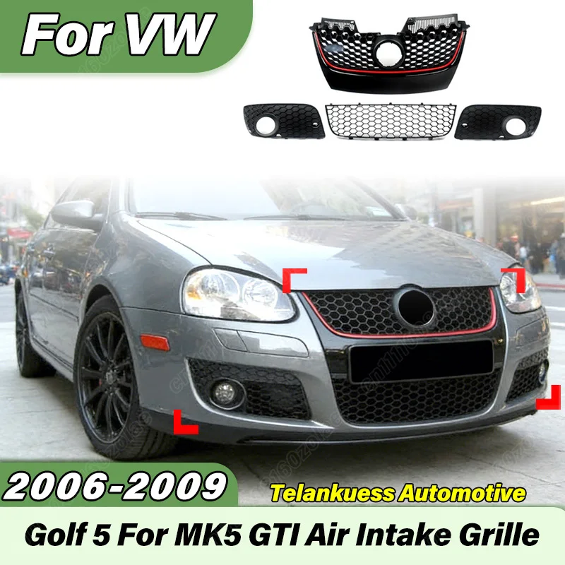 Для Volkswagen Jetta Golf 5 MK5 GTI 2006-2009: Комплект для модификации кузова — передняя решетка воздухозаборника бампера
Для Volkswagen Jetta Golf 5 MK5 GTI 2006-2009: Комплект для модификации кузова — передняя решетка воздухозаборника бампера