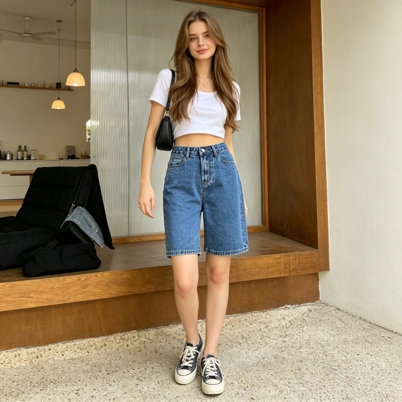 Denim Pant Women Jeans Vintage Knee Length Pants Y2k Streetwear High Waist Straight Trousers A Line Washed Work Casual Summer
Denim Pant Women Jeans Vintage Knee Length Pants Y2k Streetwear High Waist Straight Trousers A Line Washed Work Casual Summer