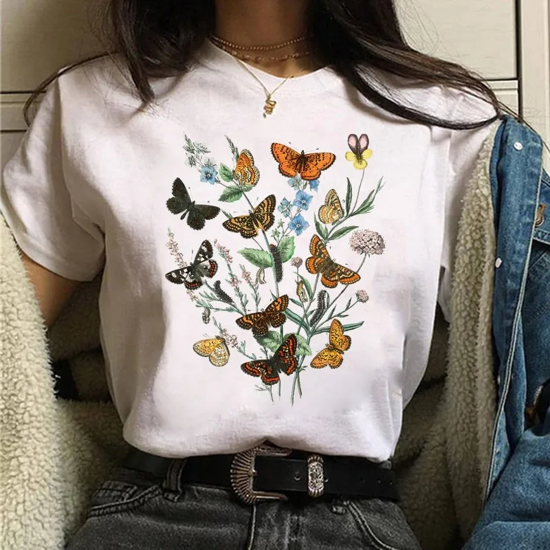 Cute Butterfly T-shirt Watercolor Butterfly Summer Loose Casual Round Neck Short Sleeve T-shirt Women Tops Aesthetic
Cute Butterfly T-shirt Watercolor Butterfly Summer Loose Casual Round Neck Short Sleeve T-shirt Women Tops Aesthetic
