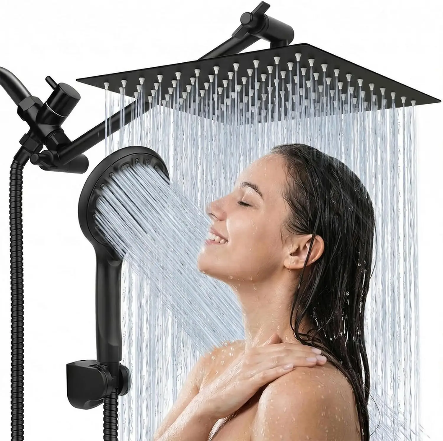 8" Rainfall Shower Head & Handheld Combo with 11" Extension Arm, 9 Settings, Anti-Leak, Height/Angle Adjustable, Matte Black
8" Rainfall Shower Head & Handheld Combo with 11" Extension Arm, 9 Settings, Anti-Leak, Height/Angle Adjustable, Matte Black