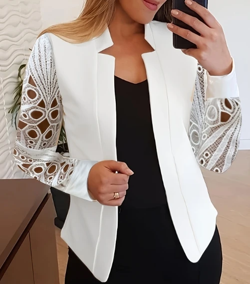 Elegant Women's Jacket Patchwork Hollow Long Sleeve Blazer Star Stand Collar Lady Suit Coat Autumn Casual Slim Outerwear Jacket
Elegant Women's Jacket Patchwork Hollow Long Sleeve Blazer Star Stand Collar Lady Suit Coat Autumn Casual Slim Outerwear Jacket