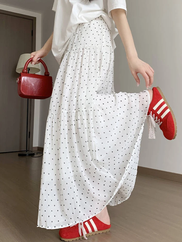 Длинная шифоновая юбка Sweet Dot для женщин, с завышенной талией, свободного кроя, элегантная, летняя, во французском винтажном стиле, в стиле преппи, мягкая, А-силуэта
Длинная шифоновая юбка Sweet Dot для женщин, с завышенной талией, свободного кроя, элегантная, летняя, во французском винтажном стиле, в стиле преппи, мягкая, А-силуэта