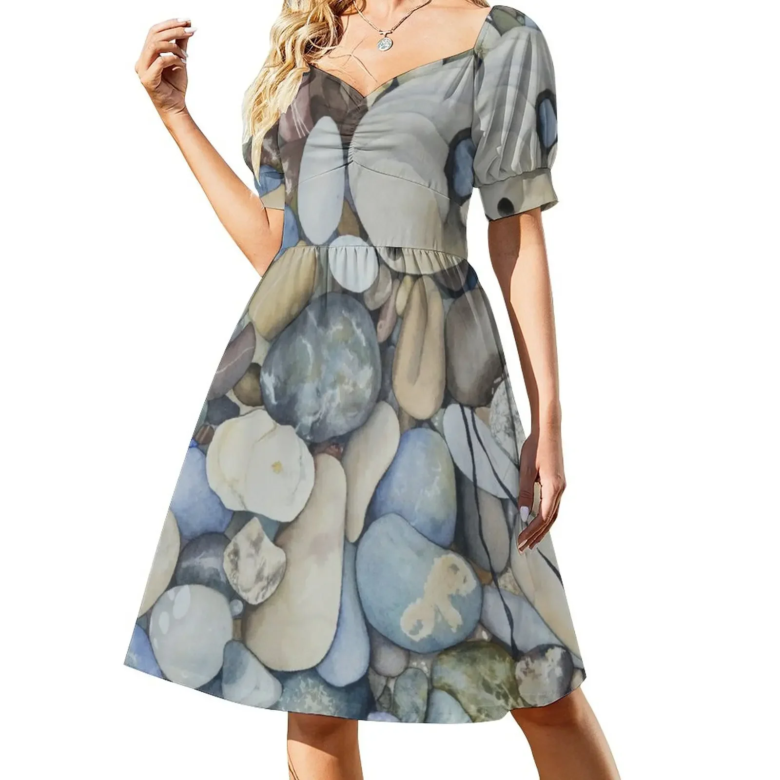 Pescadero Beach Pebbles Watercolor Short-Sleeved Dress Dress women summer women's dress 2025
Pescadero Beach Pebbles Watercolor Short-Sleeved Dress Dress women summer women's dress 2025