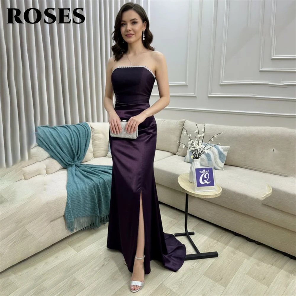 ROSES Deep Purple Evening Dress Strapless Prom Dresses with Pearls Trim Party Formal Gown Satin robe de bal for Woman Customized
ROSES Deep Purple Evening Dress Strapless Prom Dresses with Pearls Trim Party Formal Gown Satin robe de bal for Woman Customized