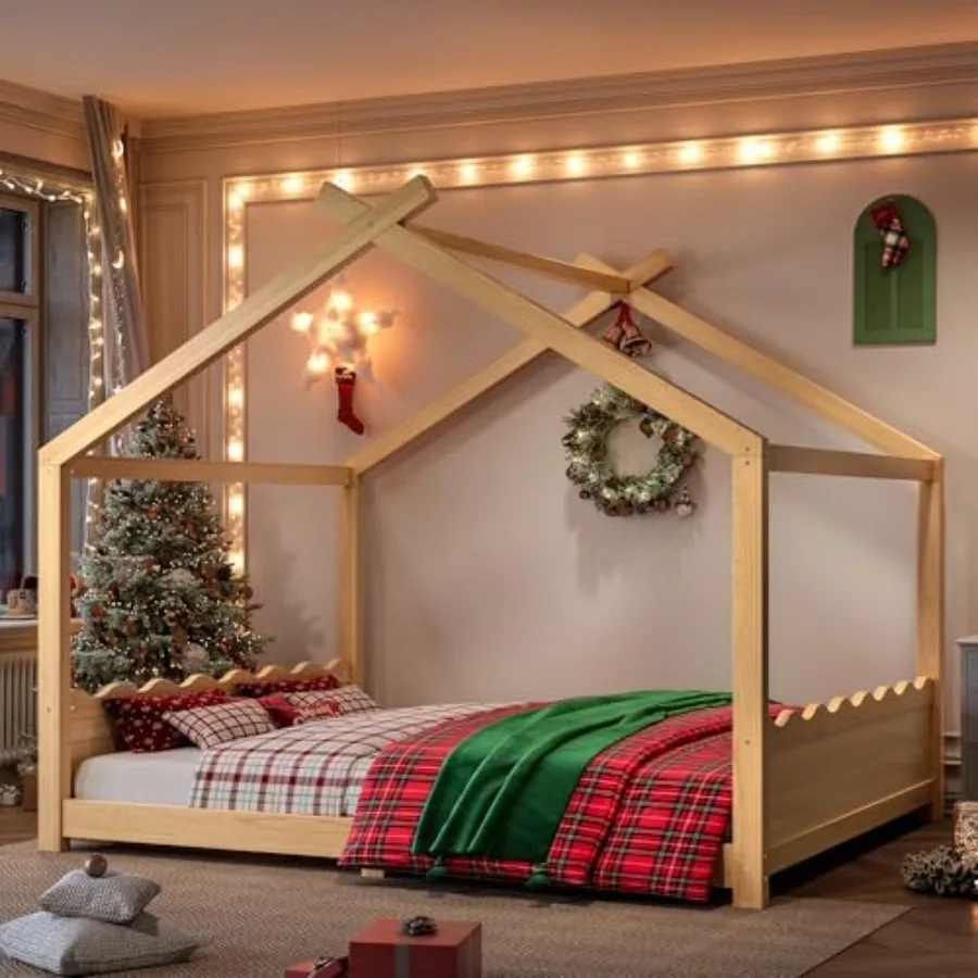 Size House Bed Frame for,Solid Wood Montessori Floor Bed Frame with Support Slats and Roof for Girls, Boys
Size House Bed Frame for,Solid Wood Montessori Floor Bed Frame with Support Slats and Roof for Girls, Boys