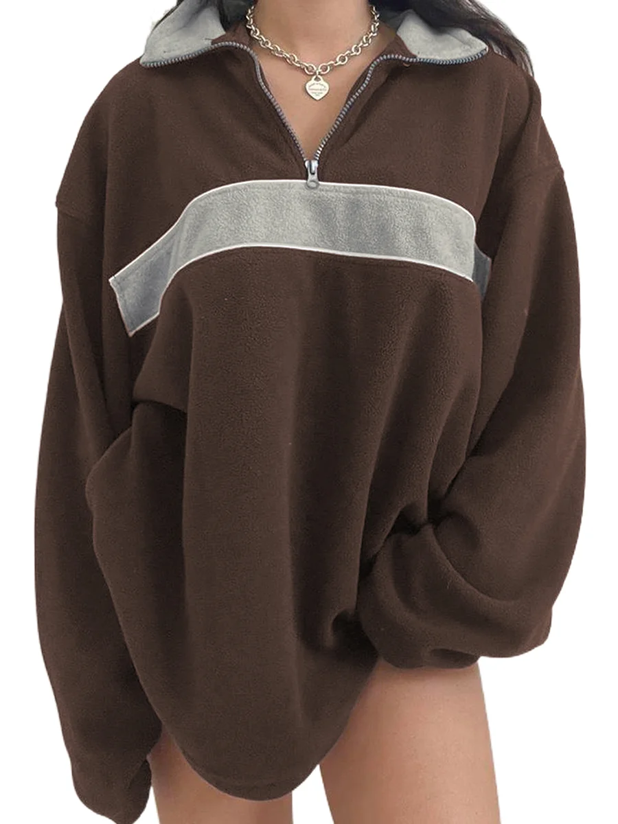 Womens Warm Basic Sweatshirt Lapel Half Zip Up Casual Pullover Tops Long Sleeve Loose Teen Girl E Girl Streetwear
Womens Warm Basic Sweatshirt Lapel Half Zip Up Casual Pullover Tops Long Sleeve Loose Teen Girl E Girl Streetwear