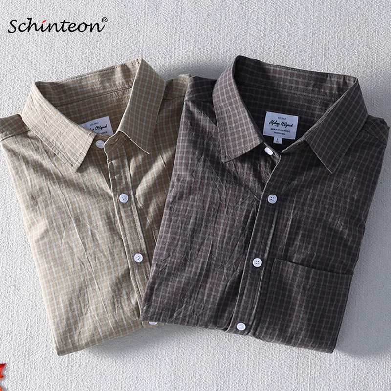 Schinteon Men 100% Pure Cotton Plaid Thin Shirt Long Sleeved Turn-down Collar High Quality Spring Summer Casual Slim Top 2026
Schinteon Men 100% Pure Cotton Plaid Thin Shirt Long Sleeved Turn-down Collar High Quality Spring Summer Casual Slim Top 2026