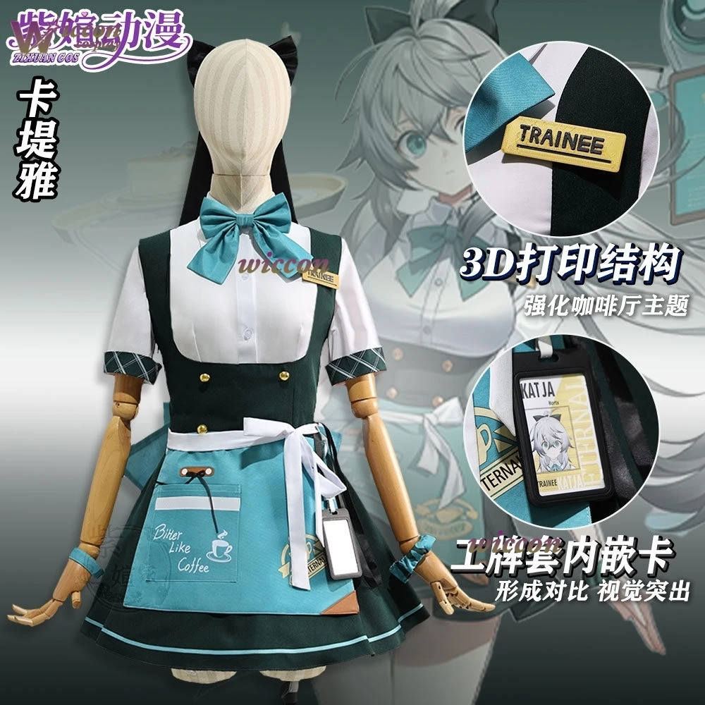 Eternal Return Katya Cosplay Costume Cafe Short Skirt With Bow Full Set Women Game Character Outfit For Halloween Carnival
Eternal Return Katya Cosplay Costume Cafe Short Skirt With Bow Full Set Women Game Character Outfit For Halloween Carnival