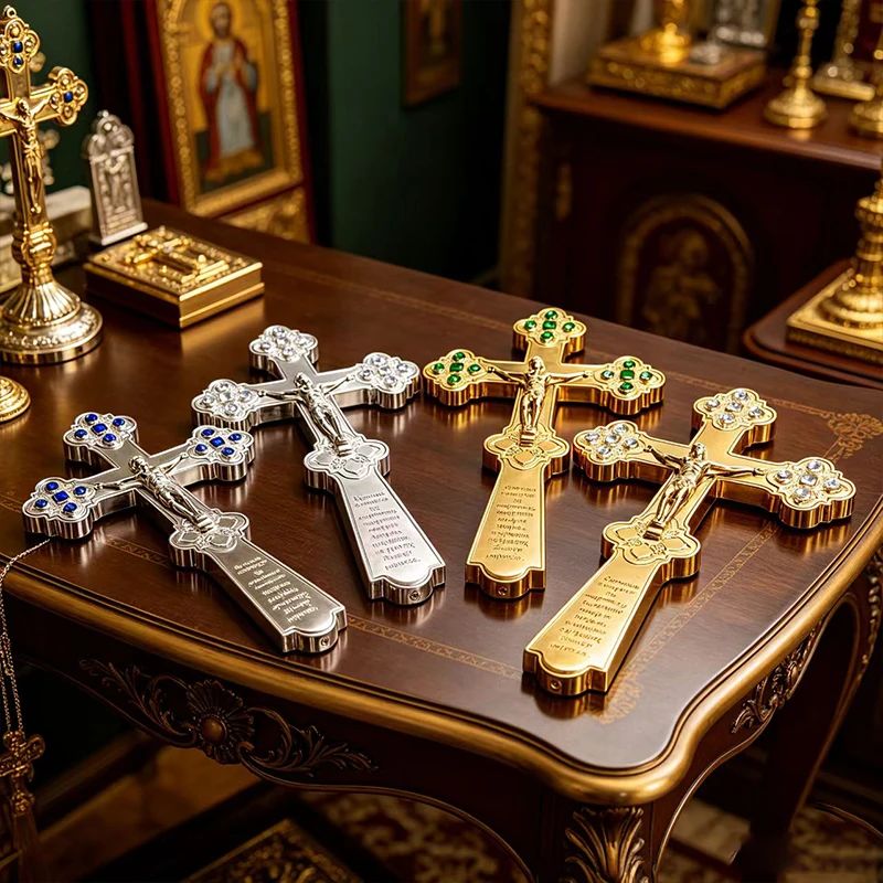 Engraved Orthodox Cross Jesus Christ Crucifix with Rhinestones Catholic Religious Home Decoration Vintage Metal Christian Gift
Engraved Orthodox Cross Jesus Christ Crucifix with Rhinestones Catholic Religious Home Decoration Vintage Metal Christian Gift