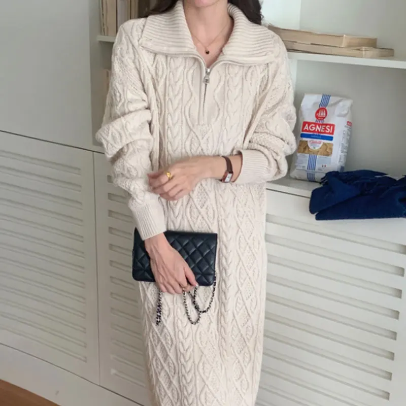 Elegant Clothing Dresses Warm 2022 Winter Thick Sweater Dress Women Vintage Autumn New Solid Korean Knitted Woman Knitwear Black
Elegant Clothing Dresses Warm 2022 Winter Thick Sweater Dress Women Vintage Autumn New Solid Korean Knitted Woman Knitwear Black