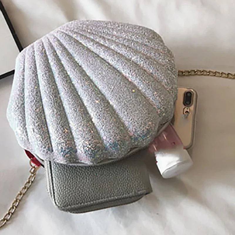New Fashion Chains Crossbody Shoulder Bags for Women Shell Shape Sequined Small Handbag Purse Female Messenger Bag Clutch
New Fashion Chains Crossbody Shoulder Bags for Women Shell Shape Sequined Small Handbag Purse Female Messenger Bag Clutch