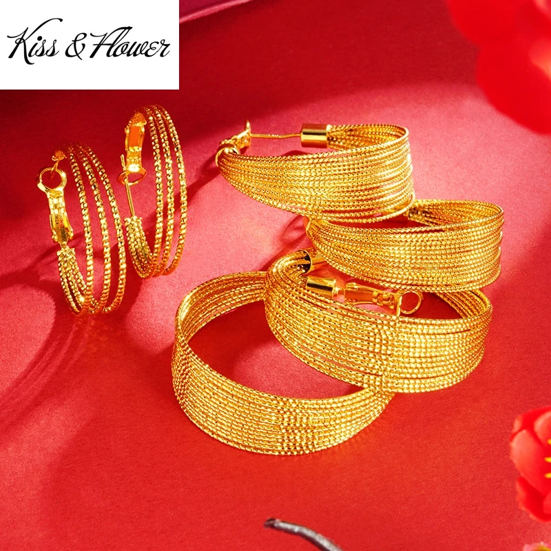 KISS&FLOWER Gold Multi Layer Big Hoop Stud Earrings For Women Wedding Party Birthday Christmas Bride Mother Girl Lady Gift ER444
KISS&FLOWER Gold Multi Layer Big Hoop Stud Earrings For Women Wedding Party Birthday Christmas Bride Mother Girl Lady Gift ER444