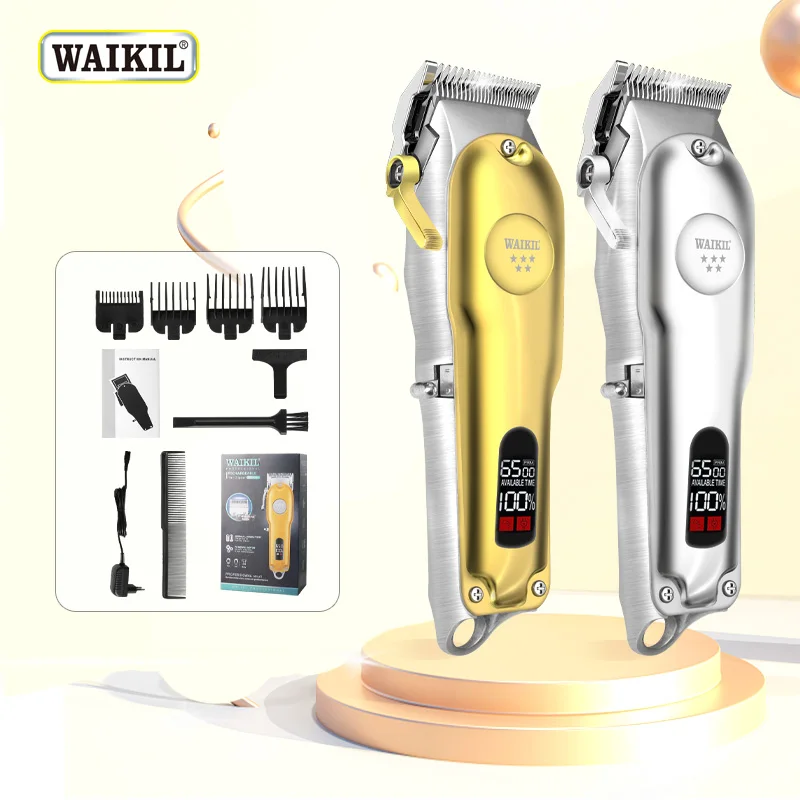 WAIKIL Hot Sell Professional Barber Hair Clipper High Quality LCD Power Display Electric Cordless Hair Trimmer All Metal
WAIKIL Hot Sell Professional Barber Hair Clipper High Quality LCD Power Display Electric Cordless Hair Trimmer All Metal