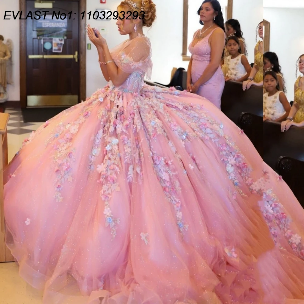 EVLAST Customized Princess Pink Floral Quinceanera Dress Ball Gown Lace Applique Beading Bow Sweet 16 Vestidos De 15 Anos AQ307
EVLAST Customized Princess Pink Floral Quinceanera Dress Ball Gown Lace Applique Beading Bow Sweet 16 Vestidos De 15 Anos AQ307