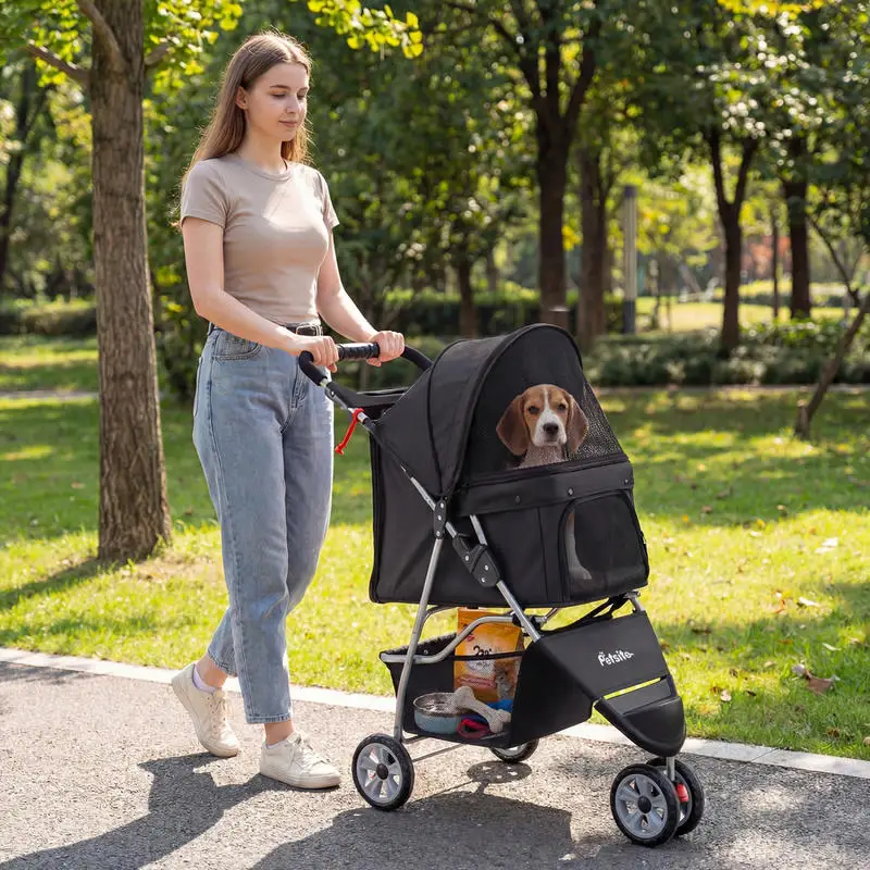 3 Wheel Pet Stroller for Small Dogs Cats up to 33 LBS-Black
3 Wheel Pet Stroller for Small Dogs Cats up to 33 LBS-Black
