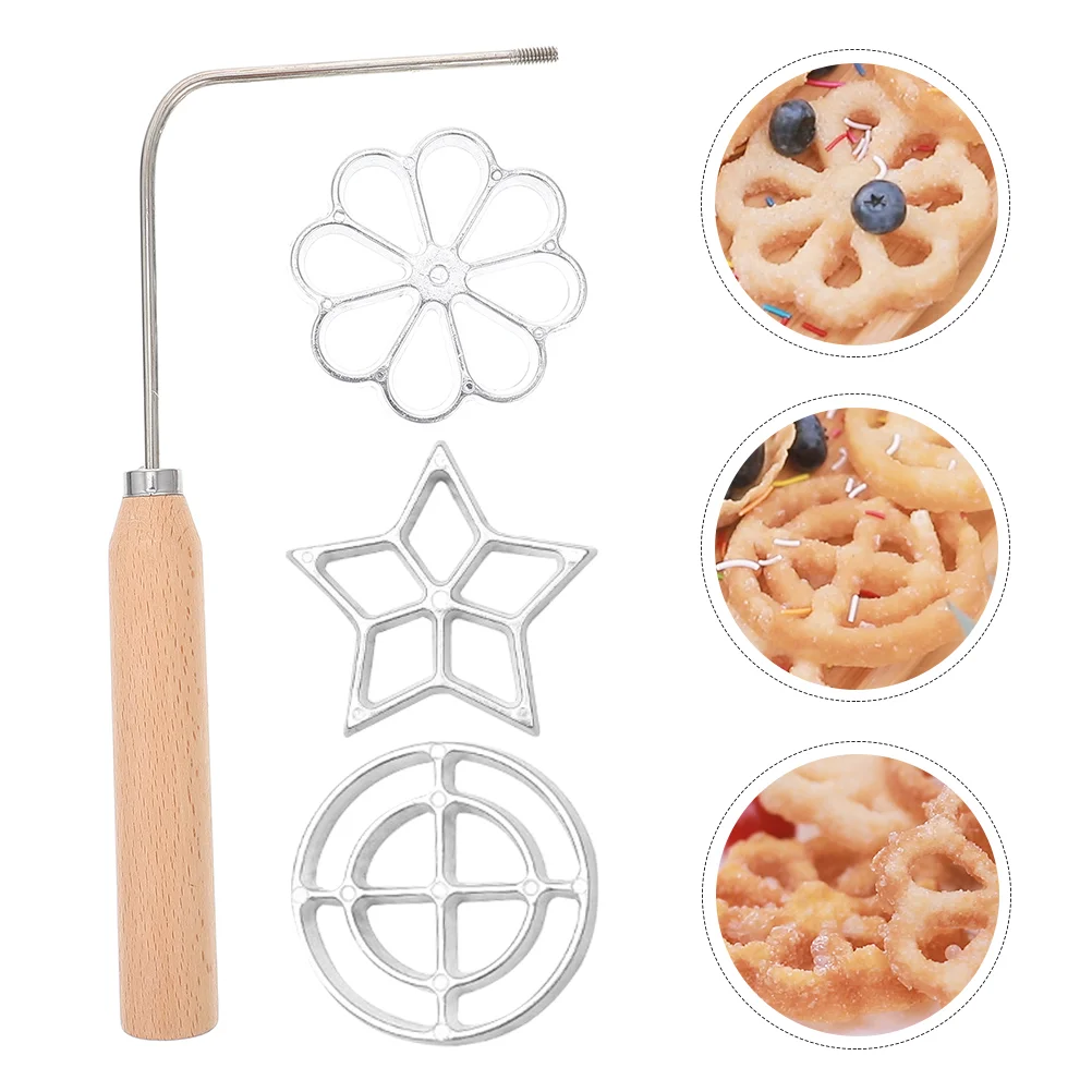 4 Piece Rosette Timbale Set Rosette Timbale Aluminum Waffle Mold Wooden Achappam Creative Bunuelos Mold Cake Printing Mold
4 Piece Rosette Timbale Set Rosette Timbale Aluminum Waffle Mold Wooden Achappam Creative Bunuelos Mold Cake Printing Mold