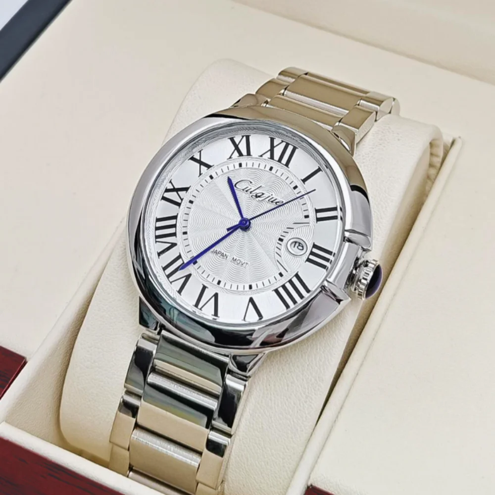 European and American Style Light Luxury Men's Quartz Watch with Roman Numerals and Blue Hands, Stainless Steel Waterproof Calendar Business Watch, Retro and Elegant High-End Workplace Men's Watch, Versatile for Daily Dating and Commuting, High-Value and
European and American Style Light Luxury Men's Quartz Watch with Roman Numerals and Blue Hands, Stainless Steel Waterproof Calendar Business Watch, Retro and Elegant High-End Workplace Men's Watch, Versatile for Daily Dating and Commuting, High-Value and