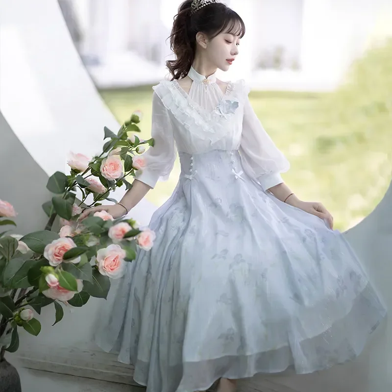 Women French Elegant Vintage Midi Dress Korean Sweet Floral Birthday Dancing Party LOLITA 2026 Summer Slim A-line Dresses
Women French Elegant Vintage Midi Dress Korean Sweet Floral Birthday Dancing Party LOLITA 2026 Summer Slim A-line Dresses