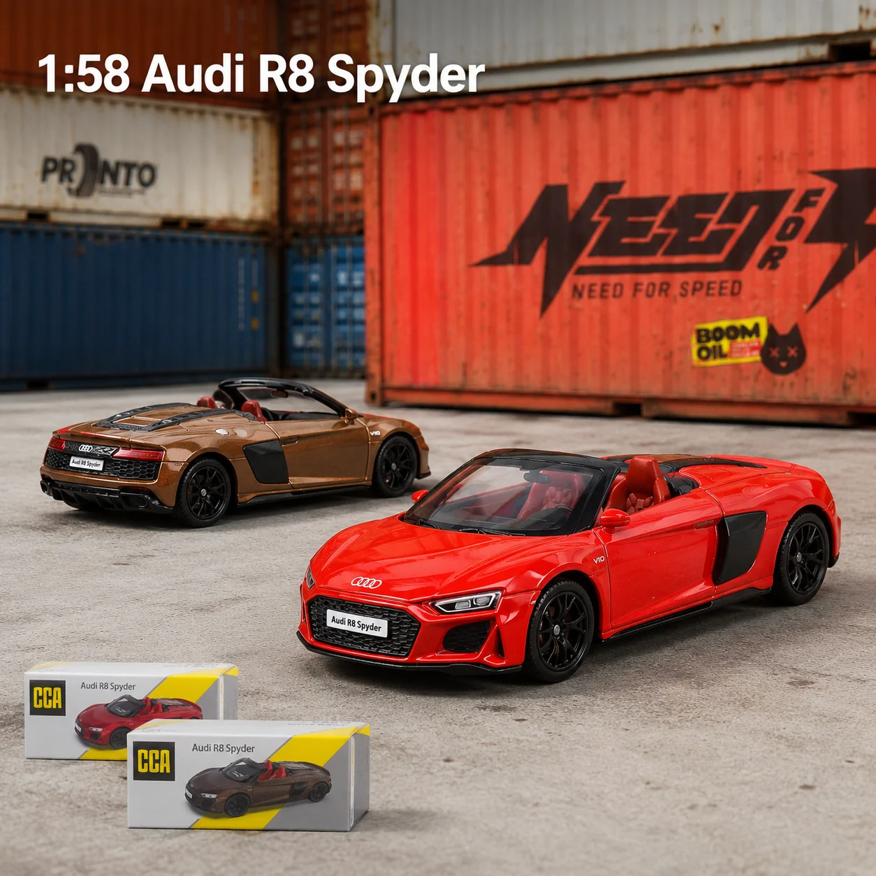 1/58 Audi R8 Spyder Convertible Miniature Model CCA Alloy Metal Toy Car Vehicle Free Wheels Display Collection Gift Boyfriend
1/58 Audi R8 Spyder Convertible Miniature Model CCA Alloy Metal Toy Car Vehicle Free Wheels Display Collection Gift Boyfriend
