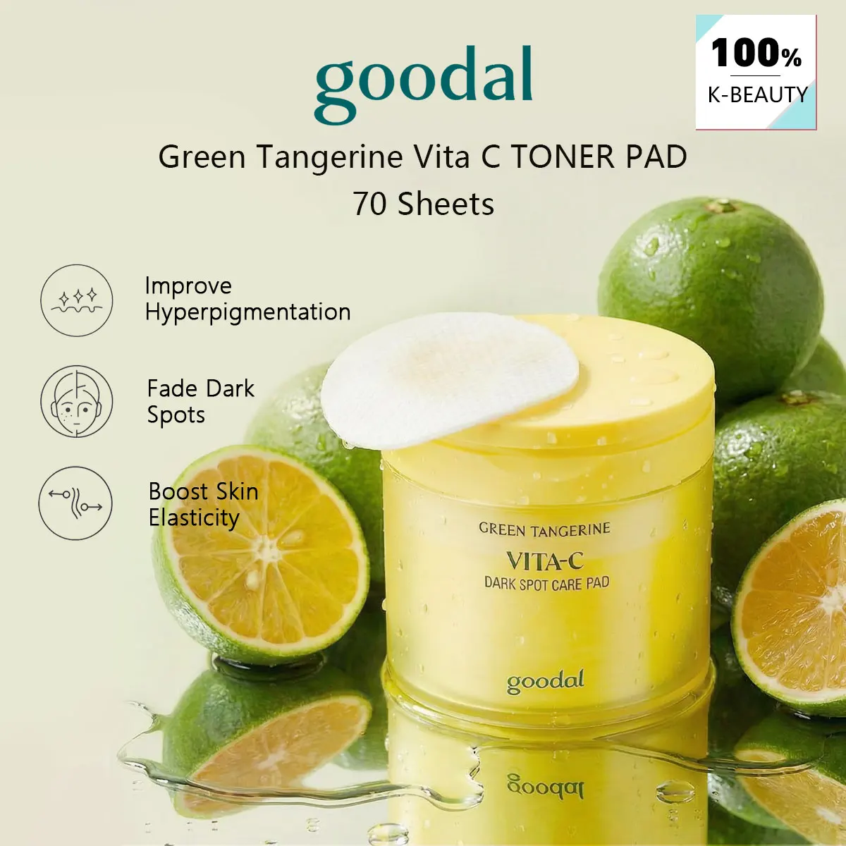 GOODAL Green Tangerine Vita C TONER PAD (23AD), увлажняющий и придающий объем, нежное очищение, несмываемое средство, K-Beauty, корейская косметика
GOODAL Green Tangerine Vita C TONER PAD (23AD), увлажняющий и придающий объем, нежное очищение, несмываемое средство, K-Beauty, корейская косметика
