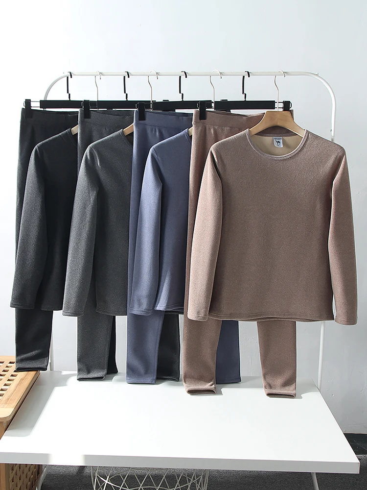 Men's Thickened Fleece Lined Camel down Thermal Underwear Set Quick Heating Cold Resistant Long Pants round Neck Simple Style
Men's Thickened Fleece Lined Camel down Thermal Underwear Set Quick Heating Cold Resistant Long Pants round Neck Simple Style