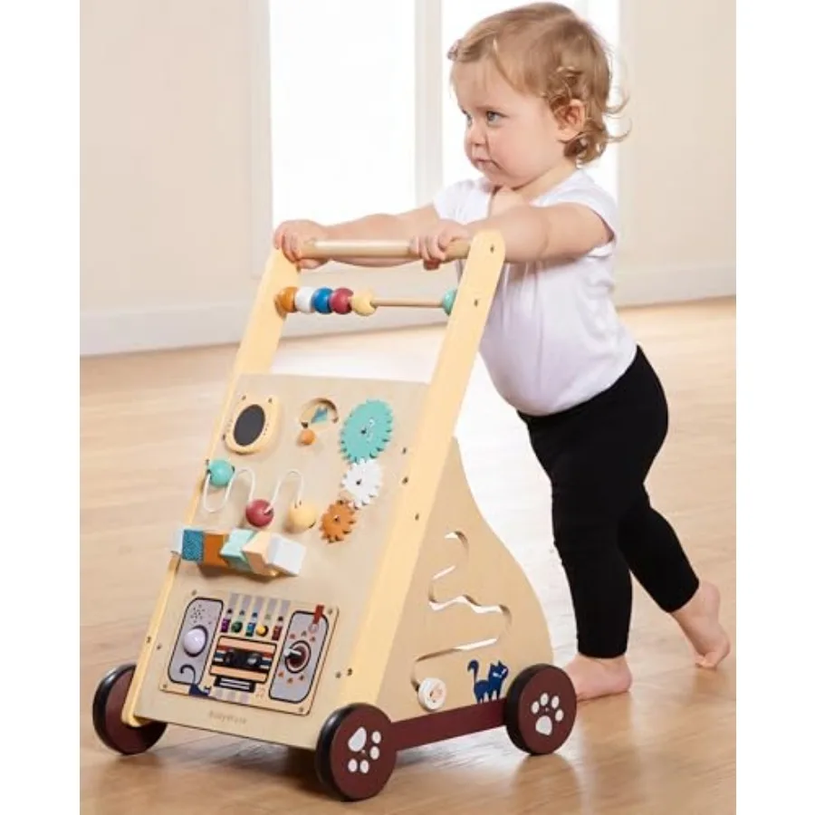 Wooden baby push walker for indoor use natural wood light brown 2-in-1 Montessori design with adjustable speed bead maze shape
Wooden baby push walker for indoor use natural wood light brown 2-in-1 Montessori design with adjustable speed bead maze shape