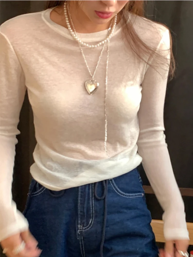 Women T-shirts White Long Sleeve Top Sexy Slim Round Korean Fashion Spring Autumn Woman Clothes Tshirt Basic Tee Shirt Female
Women T-shirts White Long Sleeve Top Sexy Slim Round Korean Fashion Spring Autumn Woman Clothes Tshirt Basic Tee Shirt Female