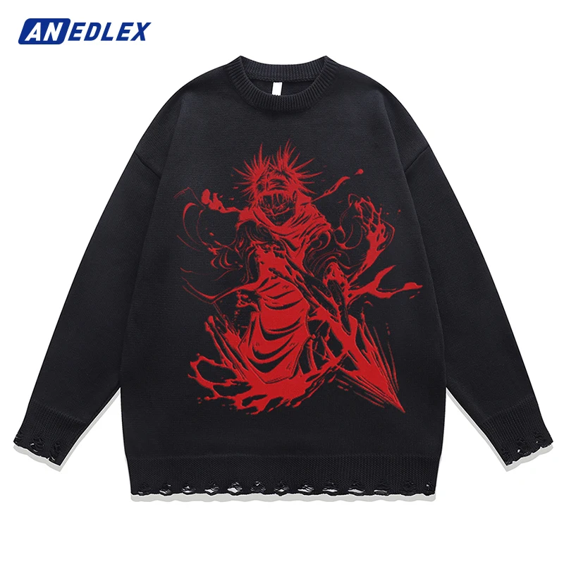 Men Fashion Streetwear Black Sweater Japanese Anime Knitted Sweater Harajuku Autumn Winter Casual Loose Cotton Pullover
Men Fashion Streetwear Black Sweater Japanese Anime Knitted Sweater Harajuku Autumn Winter Casual Loose Cotton Pullover