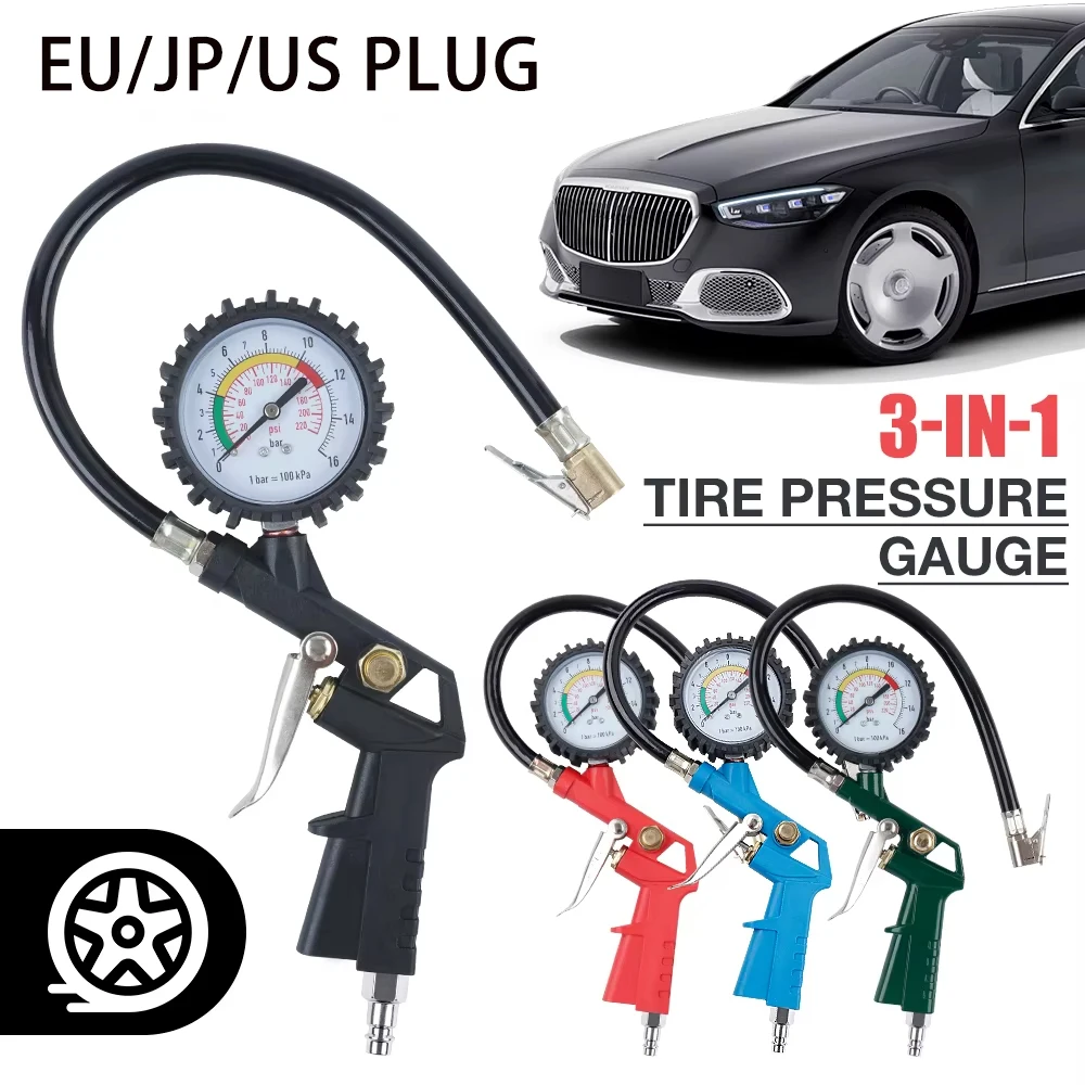 EU Interface Tire Pressure Gauge For Car Motorcycle SUV Inflator Pumps Tire Repair Tools Pressure Gun Type For Air Compressor
EU Interface Tire Pressure Gauge For Car Motorcycle SUV Inflator Pumps Tire Repair Tools Pressure Gun Type For Air Compressor