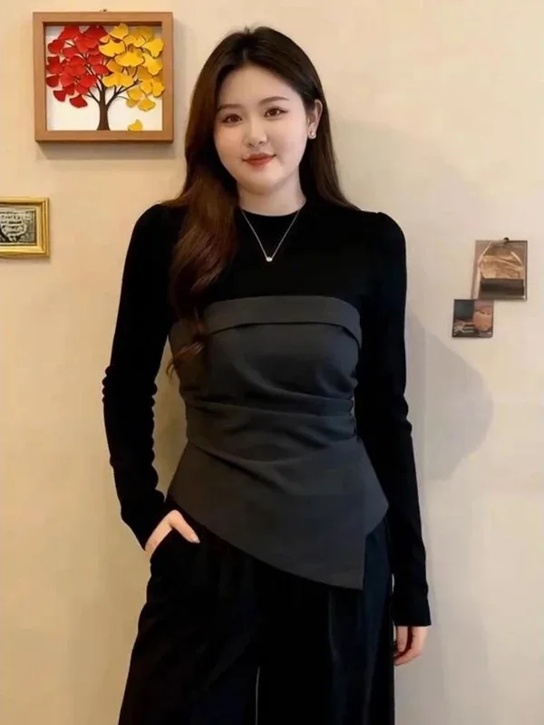 plus Size Asymmetric Splice Long Sleeve T-Shirt Women's Base Layer Slimming Top Spring 2026 New Style Skin-friendly Breathable
plus Size Asymmetric Splice Long Sleeve T-Shirt Women's Base Layer Slimming Top Spring 2026 New Style Skin-friendly Breathable