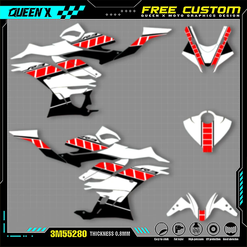 Queen X MOTOR For YAMAHA R3 2019 2020 2021 2022 2023 Full Fairing Motorcycle Graphics Decals Stickers Kits 006
Queen X MOTOR For YAMAHA R3 2019 2020 2021 2022 2023 Full Fairing Motorcycle Graphics Decals Stickers Kits 006