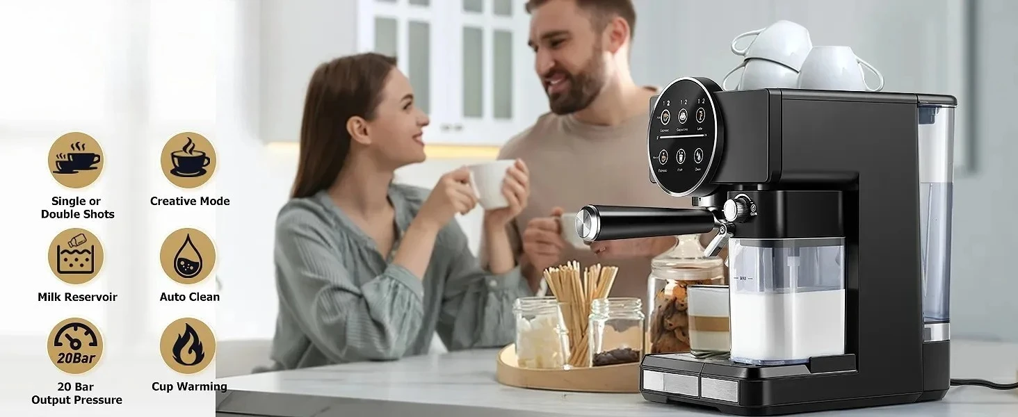 Professional Electric Stainless Steel Espresso Machine Home Barista Hotel Household Use 20-Bar Pressure Milk Frother Automatic
Professional Electric Stainless Steel Espresso Machine Home Barista Hotel Household Use 20-Bar Pressure Milk Frother Automatic