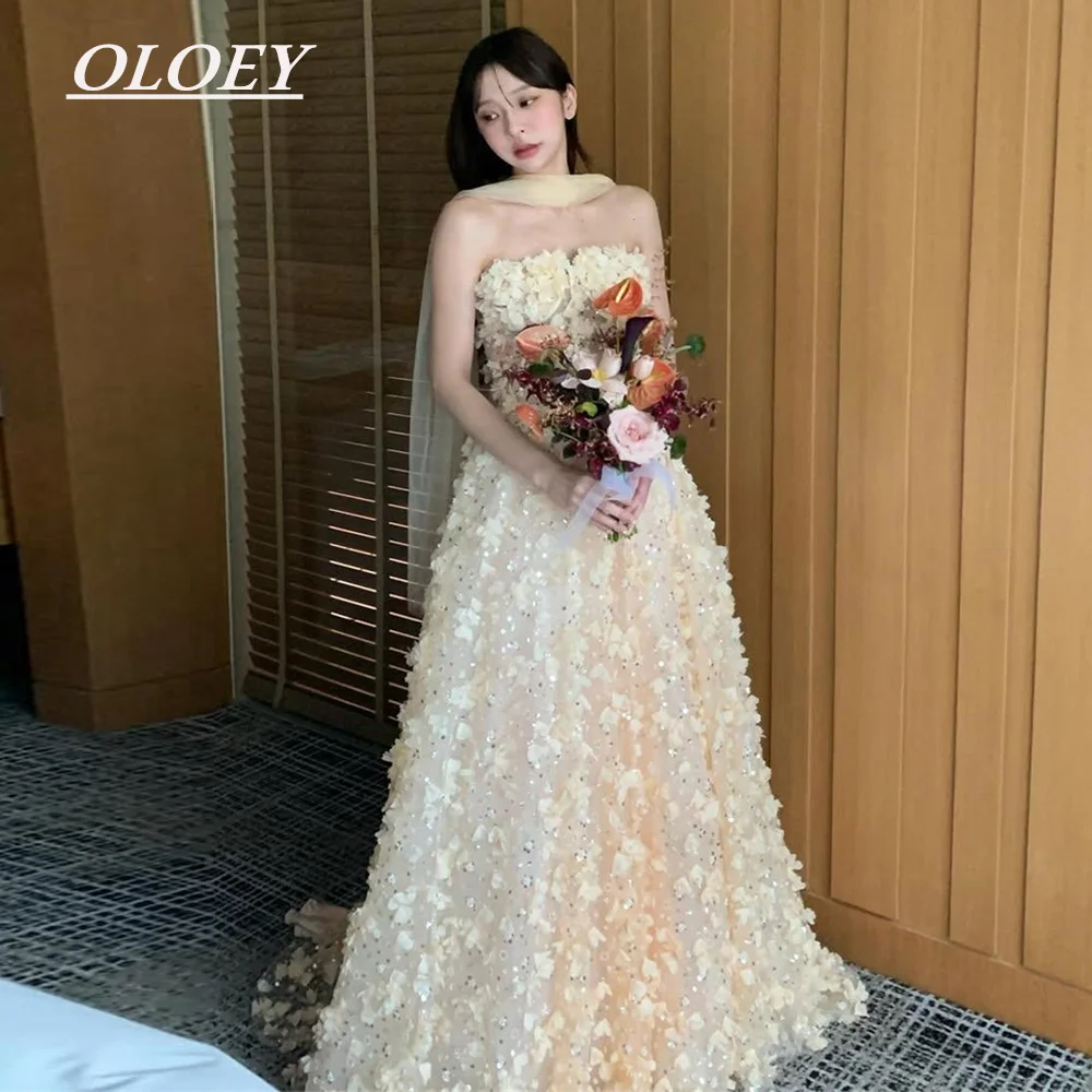OLOEY Luxury Sequines 3D Flowers Prom Party Dress Strapless A-line Korea Wedding Photoshoot Performance Evening Gown with Scarf
OLOEY Luxury Sequines 3D Flowers Prom Party Dress Strapless A-line Korea Wedding Photoshoot Performance Evening Gown with Scarf