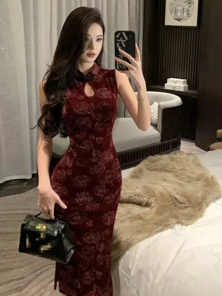 Arazooyi Vintage Print Cheongsam Dress Women Elegant Sleeveless High Waist Slim Split Evening Party Mid Length Dresses Sexy Robe
Arazooyi Vintage Print Cheongsam Dress Women Elegant Sleeveless High Waist Slim Split Evening Party Mid Length Dresses Sexy Robe