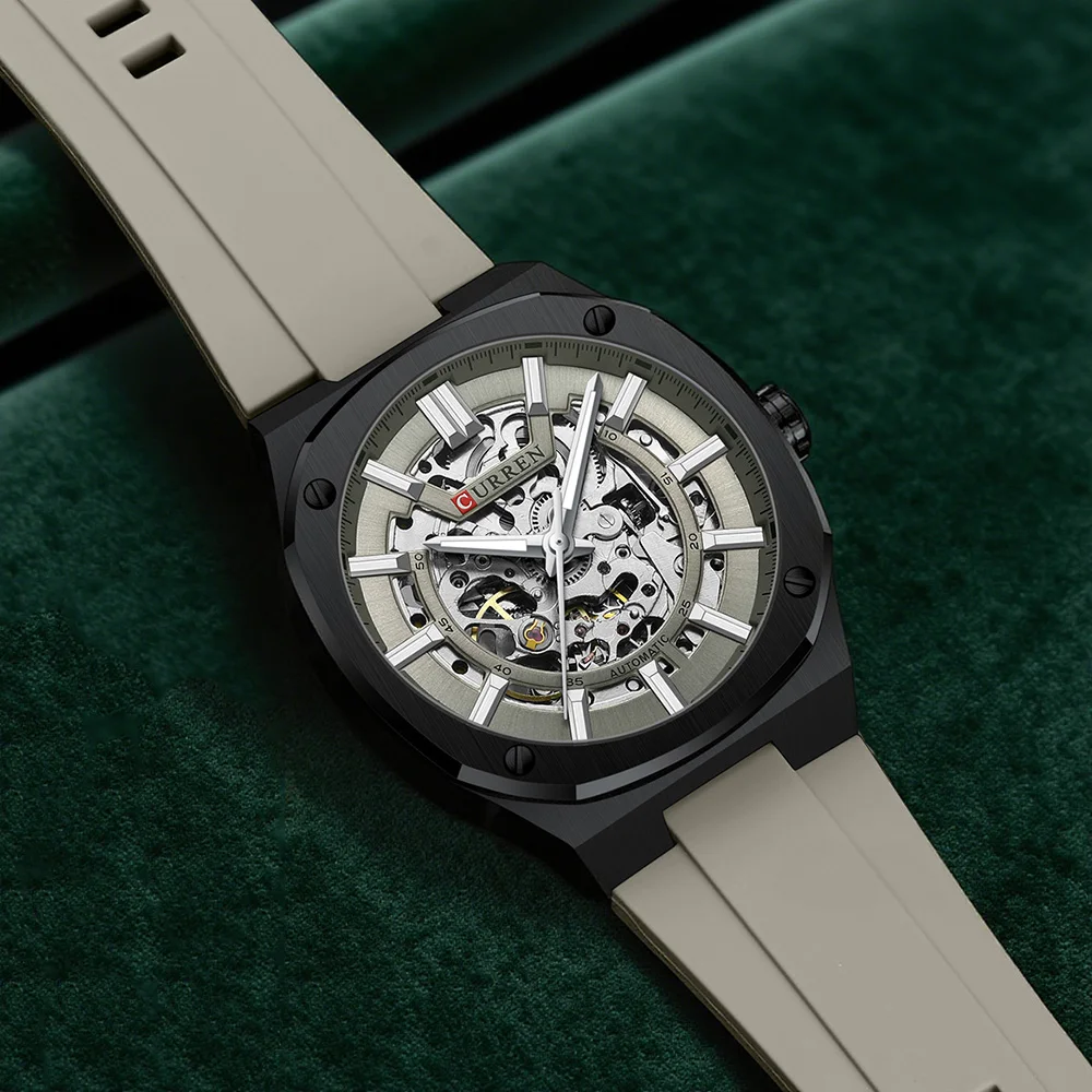 Часы CURREN для мужчин, 41 мм, скелетонизированный циферблат и светящиеся стрелки, механический механизм с автоподзаводом, силиконовый ремешок, уличные наручные часы
Часы CURREN для мужчин, 41 мм, скелетонизированный циферблат и светящиеся стрелки, механический механизм с автоподзаводом, силиконовый ремешок, уличные наручные часы