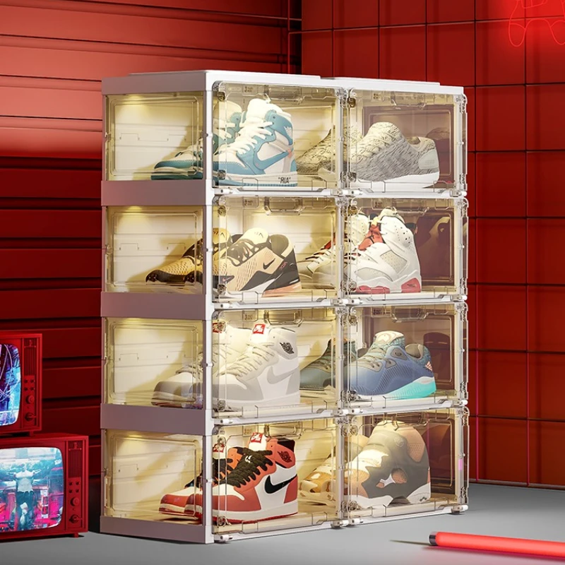 Intelligent voice-activated luminous shoe box, no installation of transparent foldable shoe wall, automatic storage cabinet
Intelligent voice-activated luminous shoe box, no installation of transparent foldable shoe wall, automatic storage cabinet
