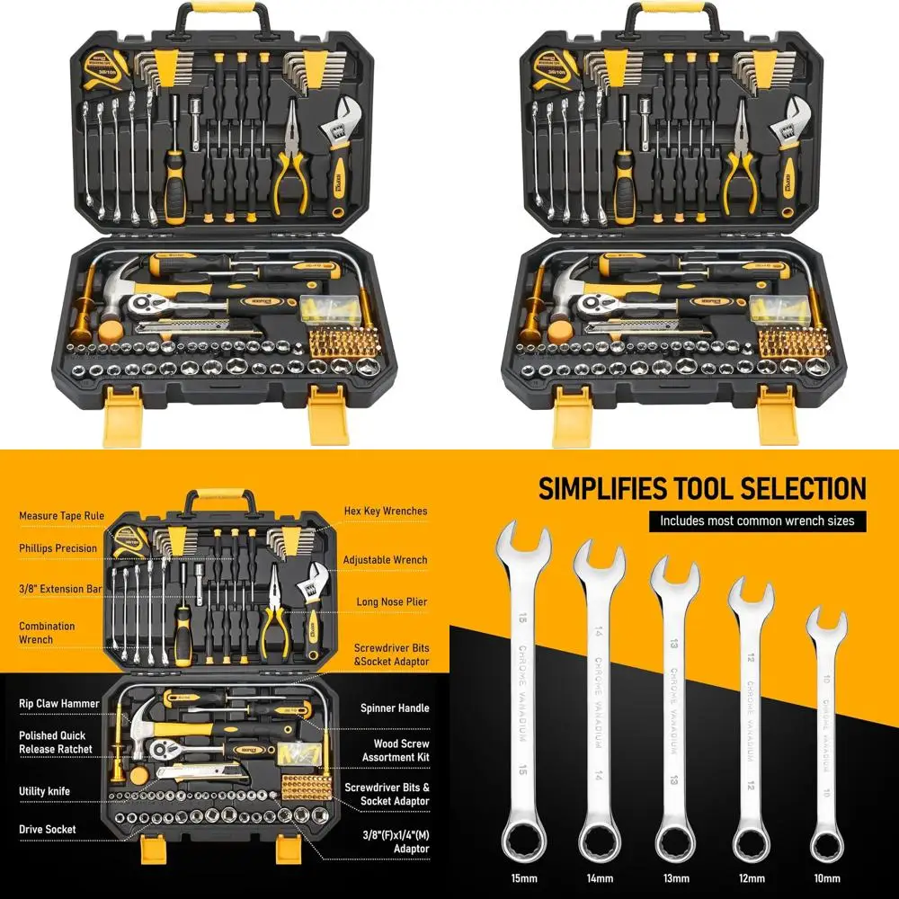 Mechanic's 159-Piece Tool Kit with Storage Case: Essential Home and Auto Repair Tools
Mechanic's 159-Piece Tool Kit with Storage Case: Essential Home and Auto Repair Tools