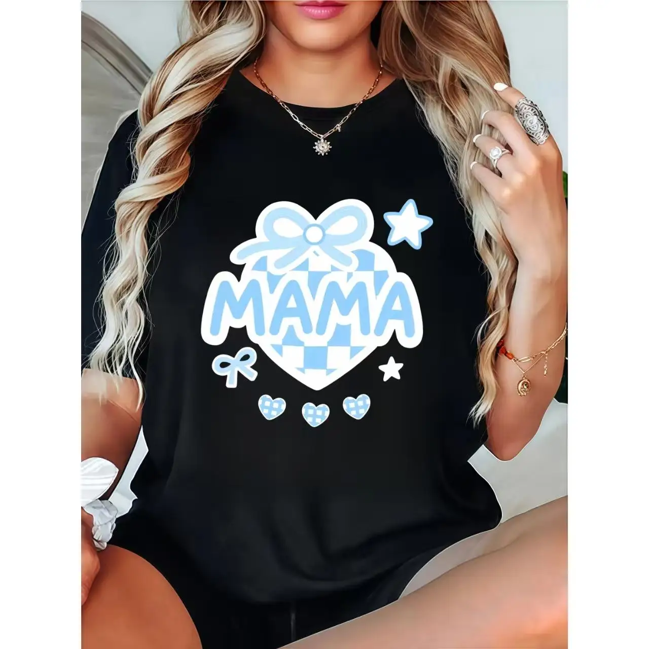 Checkered Heart Mama Graphic T-Shirt for Women, New Mom Gift, Cute Momlife Tee for Mother's Day, Casual Summer Top
Checkered Heart Mama Graphic T-Shirt for Women, New Mom Gift, Cute Momlife Tee for Mother's Day, Casual Summer Top