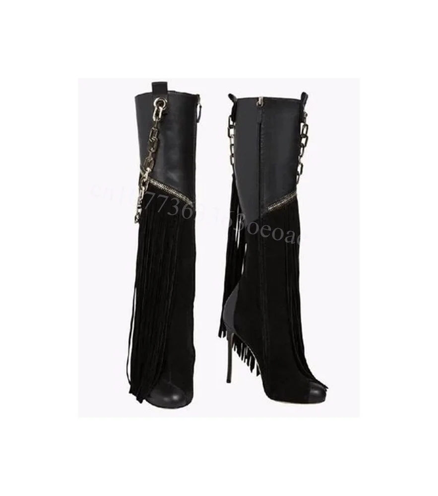 Tassels Decor Matte Leather Boots Chain Decor Knee High Shoes for Women Thin High Heels Sexy Shoes 2024 Zapatos Para Mujere
Tassels Decor Matte Leather Boots Chain Decor Knee High Shoes for Women Thin High Heels Sexy Shoes 2024 Zapatos Para Mujere