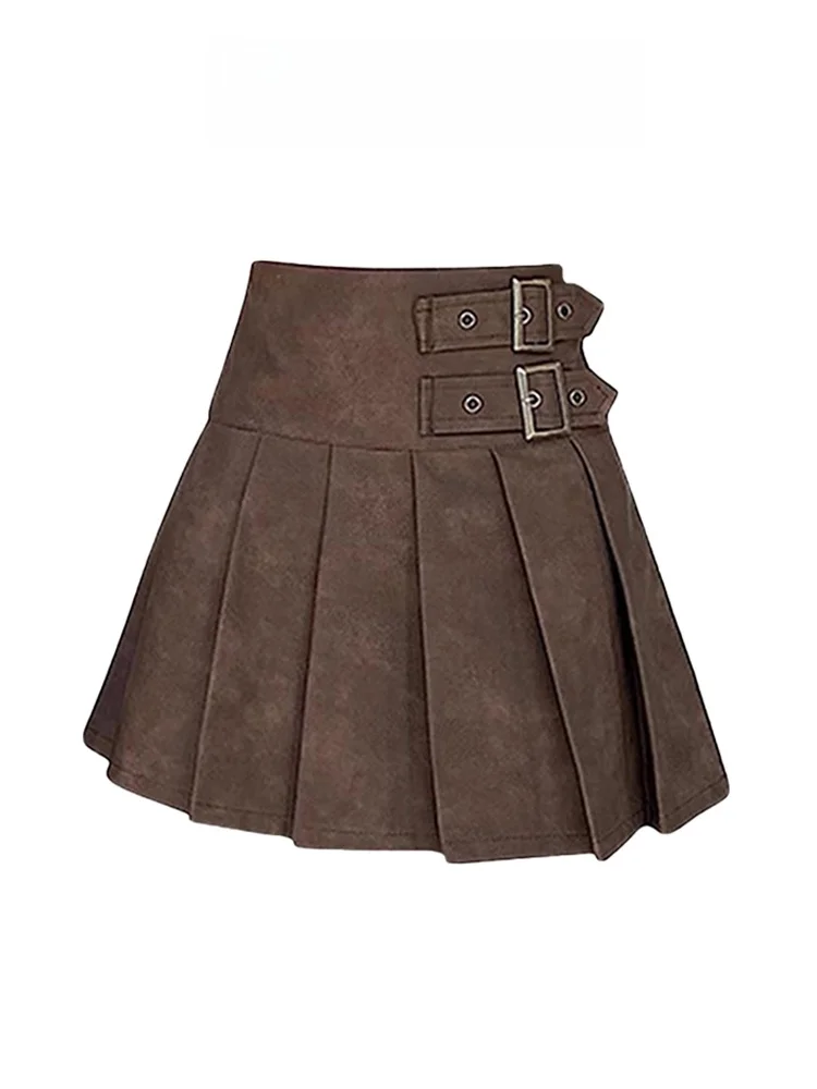High Waist PU Leather Skirt Retro Sle A-Line ort Skirt for Women Coffee Color Pleated Skirt Autumn Winter New Arrival
High Waist PU Leather Skirt Retro Sle A-Line ort Skirt for Women Coffee Color Pleated Skirt Autumn Winter New Arrival