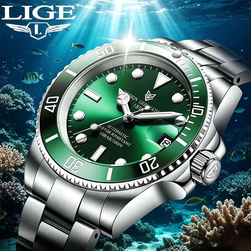 LIGE Luxury Green Man Watch Stainless Steel Automatic Mechanical Tourbillon Mens Watch Waterproof Military Quartz Wristwatches
LIGE Luxury Green Man Watch Stainless Steel Automatic Mechanical Tourbillon Mens Watch Waterproof Military Quartz Wristwatches
