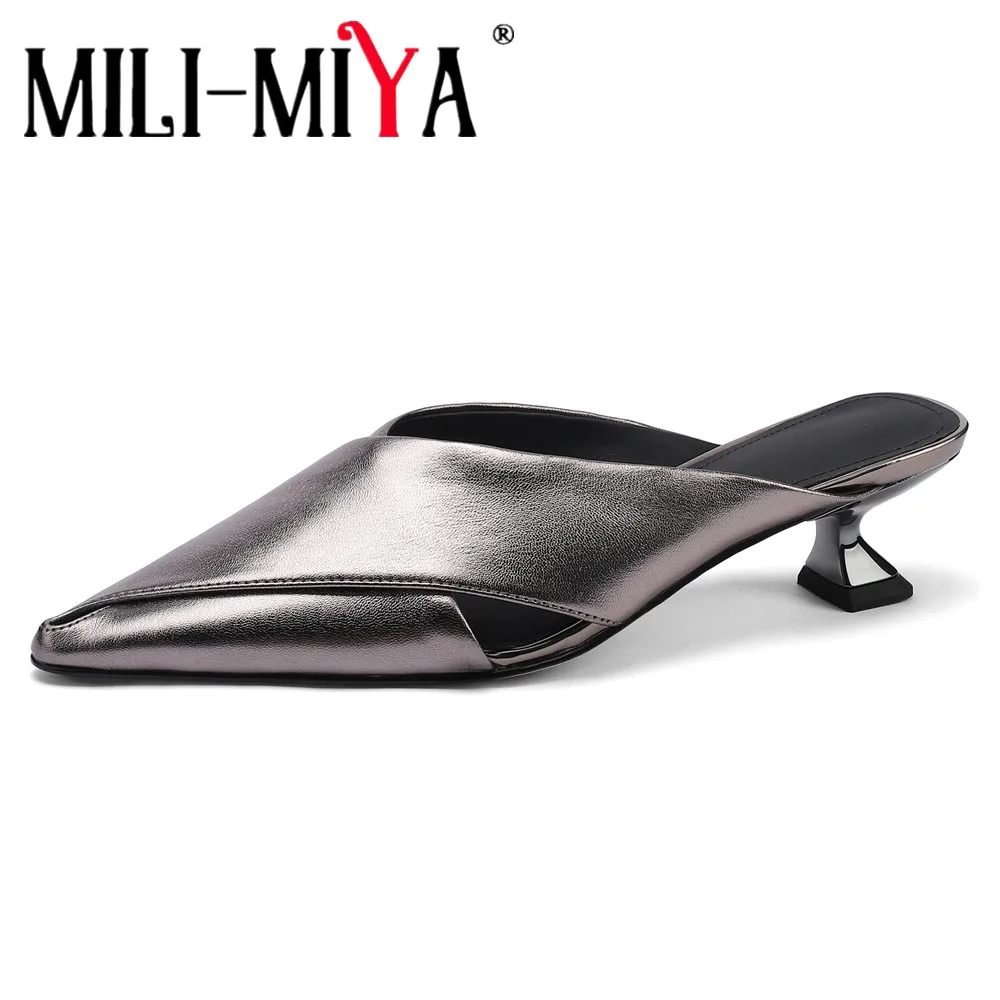 MILI-MIYA Women's Fashion Metallic Cowhide Pointed-Toe Sandals Comfortable Low-Heel Solid-Color Slip-On Casual Shoes For Ladies
MILI-MIYA Women's Fashion Metallic Cowhide Pointed-Toe Sandals Comfortable Low-Heel Solid-Color Slip-On Casual Shoes For Ladies