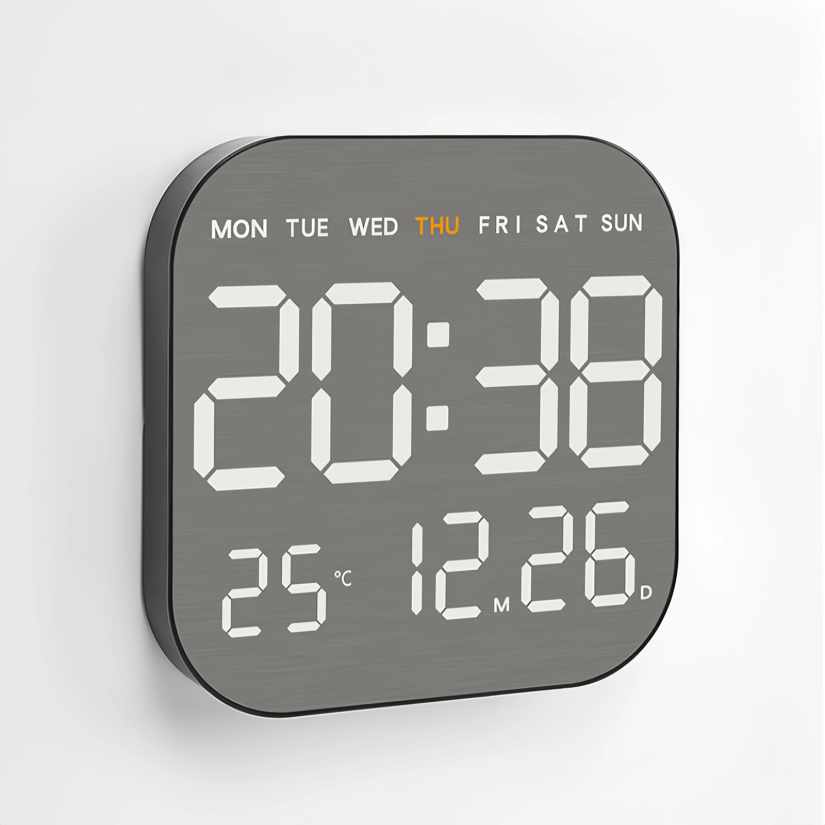 Automatic Dimming Electronic LED Wall Clock Metallic Brushed Texture LED Digital Thermometer Table Alarm Clock with Date Week
Automatic Dimming Electronic LED Wall Clock Metallic Brushed Texture LED Digital Thermometer Table Alarm Clock with Date Week